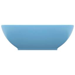 Berkfield Home Luxury Basin Oval-shaped Matt Light Blue 40x33 cm Ceramic - thumbnail 3