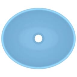 Berkfield Home Luxury Basin Oval-shaped Matt Light Blue 40x33 cm Ceramic - thumbnail 4