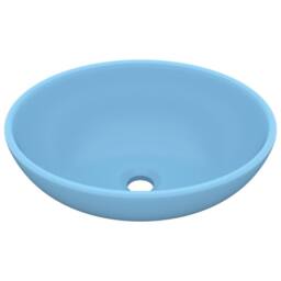 Berkfield Home Luxury Basin Oval-shaped Matt Light Blue 40x33 cm Ceramic - thumbnail 1