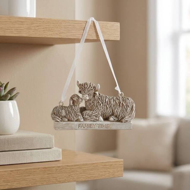 Garden Greatness Hanging Highland Cow Family Time Decor - Size: 1 Pack - image 1