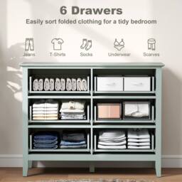 Wyld Haus Visalo Mint Green 6 Drawer Fluted Wooden Dresser - thumbnail 5