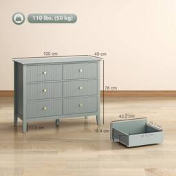 Wyld Haus Visalo Mint Green 6 Drawer Fluted Wooden Dresser - thumbnail 4