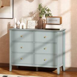 Wyld Haus Visalo Mint Green 6 Drawer Fluted Wooden Dresser - thumbnail 3