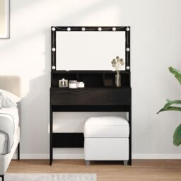 Berkfield Home Dressing Table Black oak Particle board - thumbnail 1