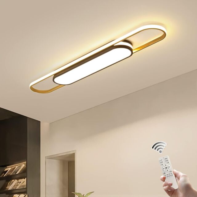 Garwarm Modern Flush Mount Dimmable Acrylic LED Ceiling Lamp with Remote Control in Gold - image 1