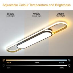 Garwarm Modern Flush Mount Dimmable Acrylic LED Ceiling Lamp with Remote Control in Gold - thumbnail 3