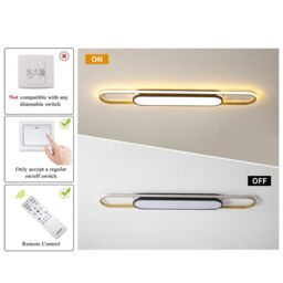 Garwarm Modern Flush Mount Dimmable Acrylic LED Ceiling Lamp with Remote Control in Gold - thumbnail 4