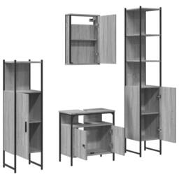 Berkfield Home Durable 4 Piece Bathroom Furniture Set Grey Sonoma Engineered Wood - thumbnail 6