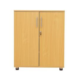 Moderna Storage Cabinet, Wood, Beech, 2 Shelves, Lockable 2 Door, Office Cupboard in Brown - thumbnail 3