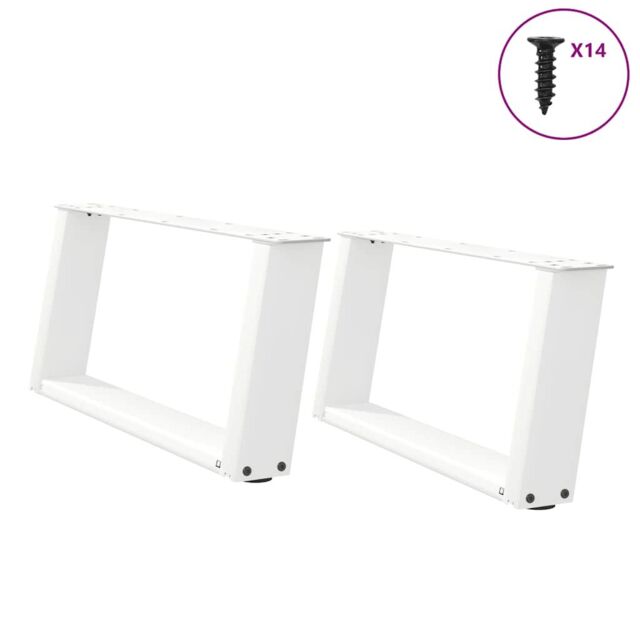 Berkfield Home Coffee Table Legs U-Shaped 2 pcs White 60x(30-31) cm Steel - image 1