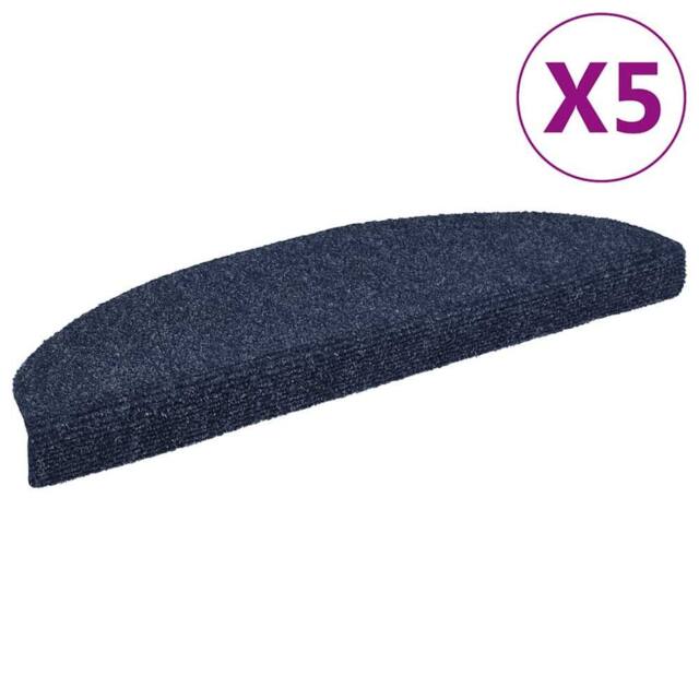Berkfield Home Self-adhesive Stair Mats 5 pcs Blue 65x21x4 cm Needle Punch - Size: Medium - image 1