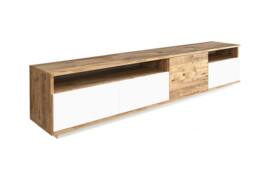 Vente-unique TV Unit With 4 Doors & 2 Shelves - Light Natural & White - CEDONA in Light Oak - thumbnail 2