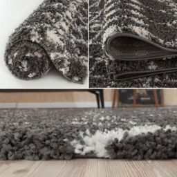 THE RUGS Moroccan Soft High Pile Shaggy Tribal Rugs & Runners Living Room in Dark Grey - Size: 120 cm x 120 cm - thumbnail 3