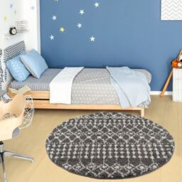 THE RUGS Moroccan Soft High Pile Shaggy Tribal Rugs & Runners Living Room in Dark Grey - Size: 120 cm x 120 cm - thumbnail 5