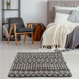 THE RUGS Moroccan Soft High Pile Shaggy Tribal Rugs & Runners Living Room in Dark Grey - Size: 120 cm x 120 cm - thumbnail 7