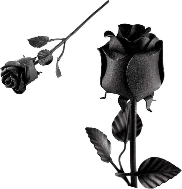 Novecrafto World of Nature Handcrafted Iron Rose For Anniversary - Black 100% Forged Iron