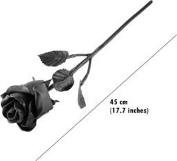Novecrafto World of Nature Handcrafted Iron Rose For Anniversary - Black 100% Forged Iron - thumbnail 3