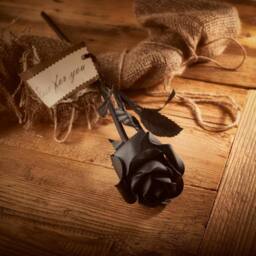 Novecrafto World of Nature Handcrafted Iron Rose For Anniversary - Black 100% Forged Iron - thumbnail 2