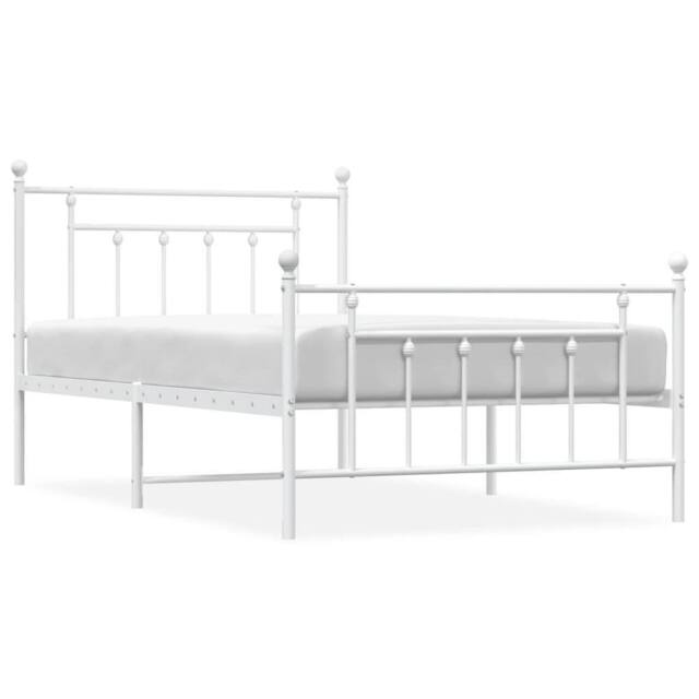 Berkfield Home Metal Bed Frame with Headboard & Footboard White 100x200 cm - image 1