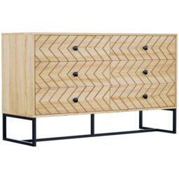 HOMCOM Chest Of 6 Drawers Sideboard Cabinet Storage Unit Bedroom Wood in Light Brown - thumbnail 2