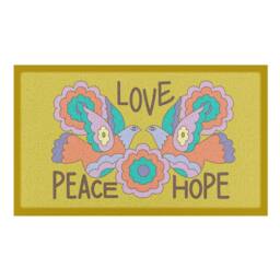 Artsy Mats Elizabeth Olwen Love Peace Hope Indoor/Outdoor Doormat (90x60cm) in Yellow - Size: 60 x 90 cm - thumbnail 2
