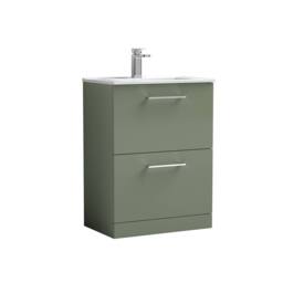 Balterley Bathroom 2 Soft Close Drawer, Floor Vanity Unit, Satin Green, 600mm in Green - thumbnail 1