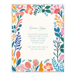 "Artery8 Wall Art Print Hinduism Karma Yoga Veda Hindu Faith Gods Quote Floral Poster - Size: W24"" x H32""" - thumbnail 1
