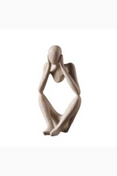 H&O Direct Resin Sculpture Art Abstract Meditator Statue Tabletop Decoration in Beige - thumbnail 5