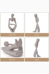 H&O Direct Resin Sculpture Art Abstract Meditator Statue Tabletop Decoration in Beige - thumbnail 4