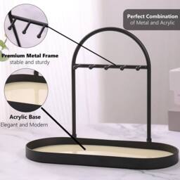 VOGREX Modern Metal Key Holder & Organizer - Oval Entryway Tray in Black - thumbnail 2