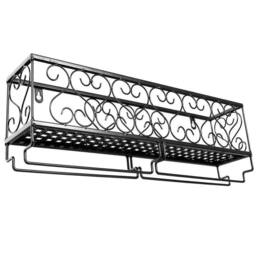 KORVIXA Wall Mounted Metal Wine Glass Rack Shelf in Black - Size: 100 cm x 100 cm - thumbnail 1