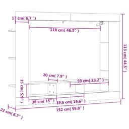 Berkfield Home TV Cabinet Sonoma Oak 152x22x113 cm Engineered Wood in Light Brown - Size: 152 x 22 x 113 cm - thumbnail 9