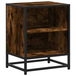 Berkfield Home Bedside Cabinets with Shelf with Storage 2 pcs Smoked oak Enginee… in Brown - thumbnail 6