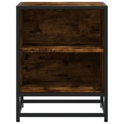 Berkfield Home Bedside Cabinets with Shelf with Storage 2 pcs Smoked oak Enginee… in Brown - thumbnail 5
