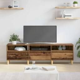 Berkfield Home TV Cabinet with Drawer Old wood Engineered wood - thumbnail 4