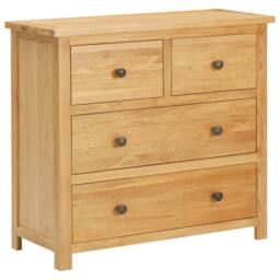 Berkfield Home Chest of Drawers 80x35x75 cm Solid Oak Wood in Brown - Size: 80 x 35 x 75 cm - thumbnail 1