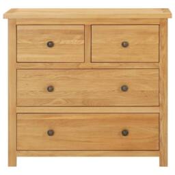 Berkfield Home Chest of Drawers 80x35x75 cm Solid Oak Wood in Brown - Size: 80 x 35 x 75 cm - thumbnail 3