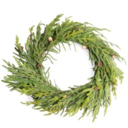 Shatchi Araucaria Wreath Set 80cm Hanging Wreaths PE Green Wreath for Decor - Size: 800mm - thumbnail 1