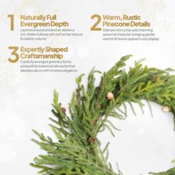 Shatchi Araucaria Wreath Set 80cm Hanging Wreaths PE Green Wreath for Decor - Size: 800mm - thumbnail 5