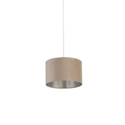 Lighting Collection Taupe Velvet Drum Shade Silver Inner D27Cm Lamp Shade - thumbnail 3