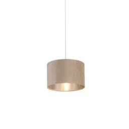 Lighting Collection Taupe Velvet Drum Shade Silver Inner D27Cm Lamp Shade - thumbnail 2