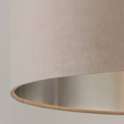 Lighting Collection Taupe Velvet Drum Shade Silver Inner D27Cm Lamp Shade - thumbnail 4