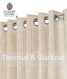 Luxury Living Triple Woven Blackout Velvet Diamante Ring Top Curtains in Cream - Size: 167 cm width x 137 cm drop - thumbnail 2