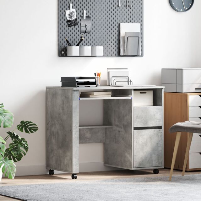Berkfield Home Concrete Grey Computer Desk Concrete grey Particle board Medium - image 1