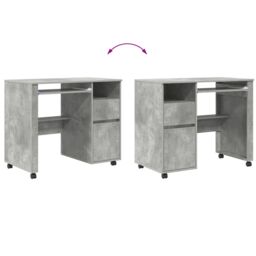 Berkfield Home Concrete Grey Computer Desk Concrete grey Particle board Medium - thumbnail 9