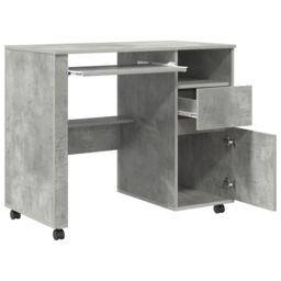 Berkfield Home Concrete Grey Computer Desk Concrete grey Particle board Medium - thumbnail 4