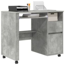 Berkfield Home Concrete Grey Computer Desk Concrete grey Particle board Medium - thumbnail 3