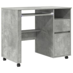 Berkfield Home Concrete Grey Computer Desk Concrete grey Particle board Medium - thumbnail 2
