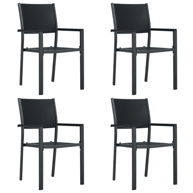 Berkfield Home Garden Chairs 4 pcs Black Plastic Rattan Look - image 1