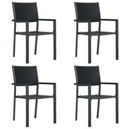 Berkfield Home Garden Chairs 4 pcs Black Plastic Rattan Look - thumbnail 1